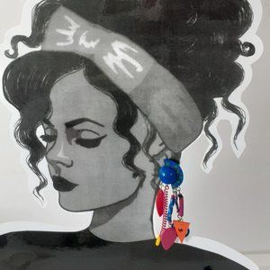 Vintage 1980s Large Funky Geometric Shape Dangle Pierced Earrings